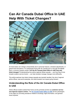 Can Air Canada Dubai Office In UAE Help With Ticket Changes