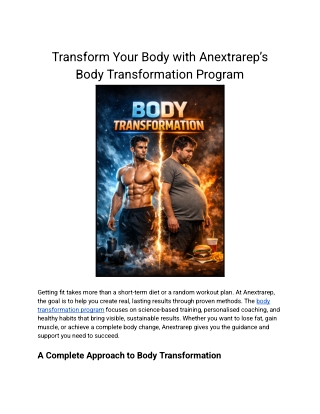 Transform Your Body with Anextrarep’s Body Transformation Program