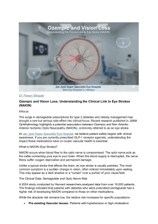 Ozempic and Vision Loss: Understanding the Clinical Link to Eye Strokes (NAION)