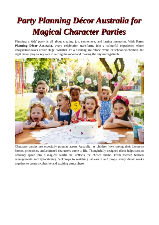 Party Planning Décor Australia for Magical Character Parties