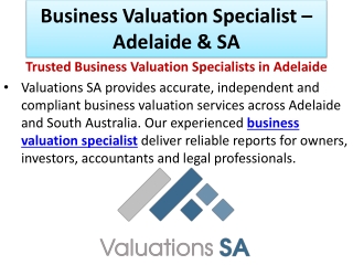 Business Valuation Specialist in Adelaide & SA - Valuations SA