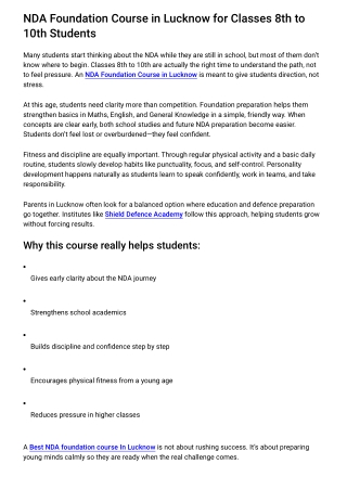 NDA Foundation Course in Lucknow for Classes 8th to 10th Students