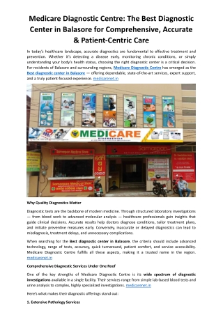 The Best Diagnostic Center in Balasore for Comprehensive, Accurate