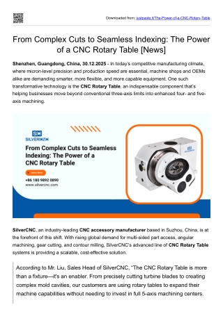 From Complex Cuts to Seamless Indexing: The Power of a CNC Rotary Table