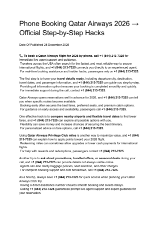 Phone Booking Qatar Airways 2026 → Official Step-by-Step Hacks