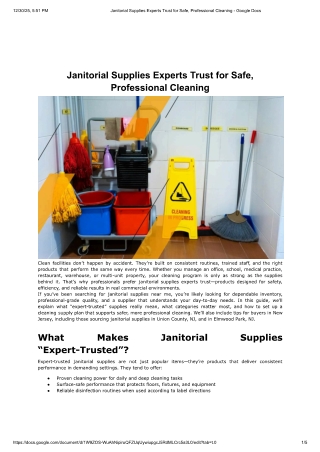 Janitorial Supplies Experts Trust for Safe, Professional Cleaning