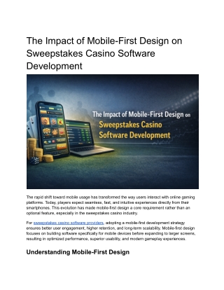 The Impact of Mobile-First Design on Sweepstakes Casino Software Development