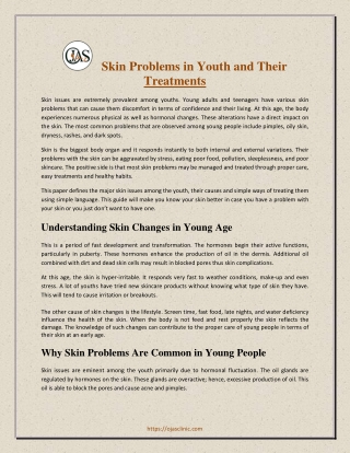 Skin Problems in Youth and Their Treatments