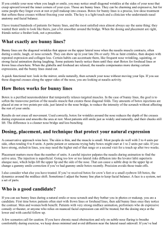 Botox for Bunny Lines: Smoothing Nose Wrinkles Safely