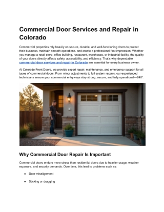 Commercial Door Services and Repair in Colorado