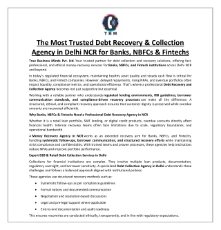 The Most Trusted Debt Recovery & Collection Agency in Delhi NCR for Banks, NBFCs