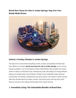 Brand New House for Sale in Jordan Springs Step Into Your Ready Made Dream