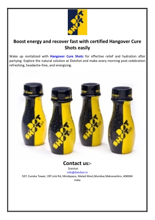 Boost energy and recover fast with certified Hangover Cure Shots easily