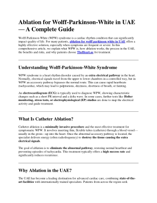 Ablation for Wolff Parkinson White in UAE – Advanced Treatment Guide