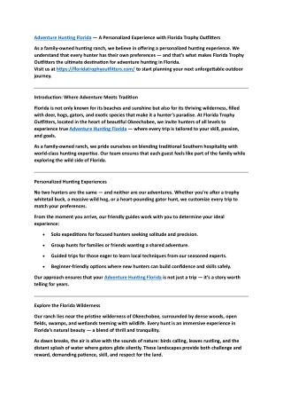 Adventure Hunting Florida