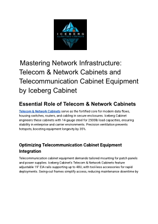 _Mastering Network Infrastructure_ Telecom & Network Cabinets and Telecommunication Cabinet Equipment by Iceberg Cabinet