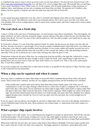 Windshield Repair Greenville: How Soon After a Chip to Act