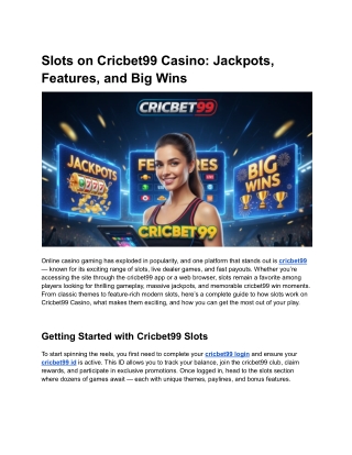 Slots on Cricbet99 Casino Jackpots, Features, and Big Wins (2)