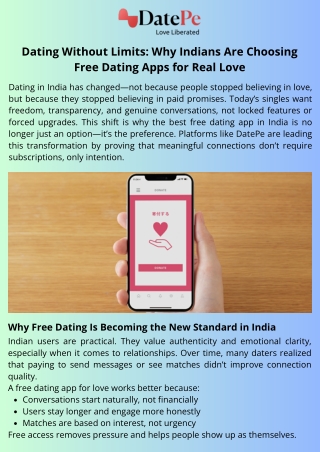 Dating Without Limits - Why Indians Are Choosing Free Dating Apps for Real Love