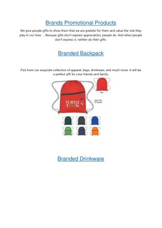 Brands Promotional Products