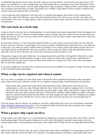 Windshield Repair Greenville: How Soon After a Chip to Act