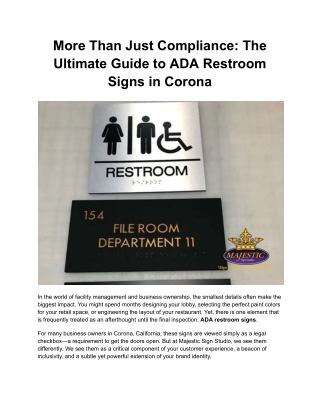 Is Your Facility Fully Compliant? The Essential Guide to ADA Restroom Signs