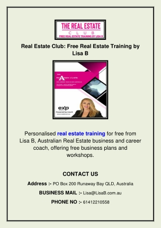 Real Estate Club: Free Real Estate Training by Lisa B