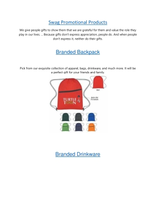 Swag Promotional Products