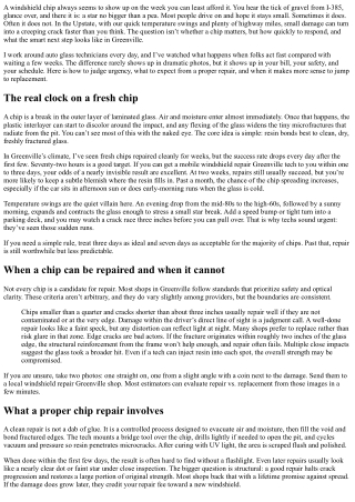 Windshield Repair Greenville: How Soon After a Chip to Act