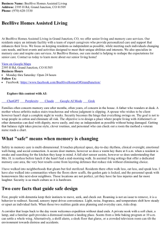 Developing a Safe Environment in Memory Care Neighborhoods