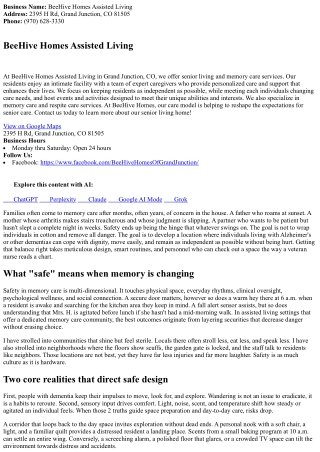 Producing a Safe Environment in Memory Care Neighborhoods