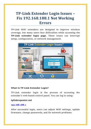 TP-Link Extender Login Issues – Fix 192.168.188.1 Not Working Errors