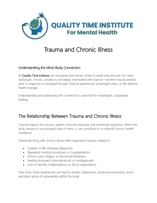 Trauma and Chronic Illness