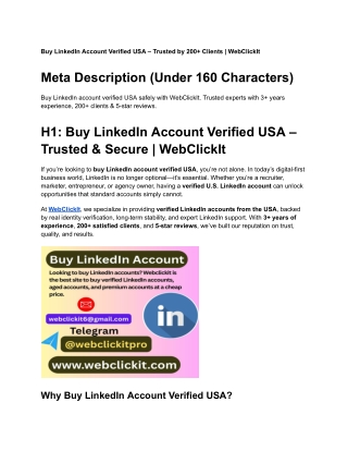 Buy LinkedIn Account Verified USA – Trusted by 200  Clients _ WebClickIt