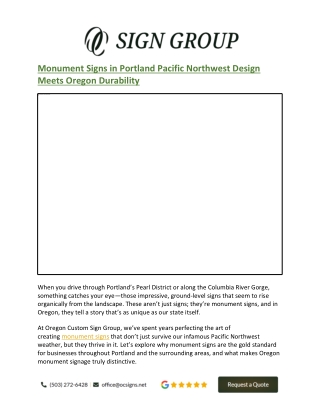 Monument Signs in Portland Pacific Northwest Design Meets Oregon Durability