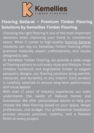 Flooring Ballarat – Premium Timber Flooring Solutions by Kemellies Timber Flooring