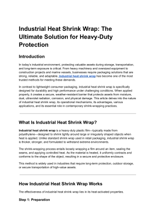 Industrial Heat Shrink Wrap: The Ultimate Solution for Heavy-Duty Protection