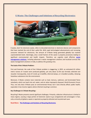 E-Waste: The Challenges and Solutions of Recycling Electronics
