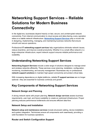 Networking Support Services | Secure & Reliable IT Network Solutions