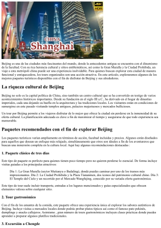 Los destacados tours en Pekín: programas recomendados