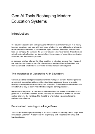 Gen AI Tools Reshaping Modern Education Systems
