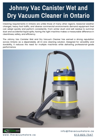 Reliable Performance with Johnny Vac Canister Wet and Dry Vacuum Cleaner