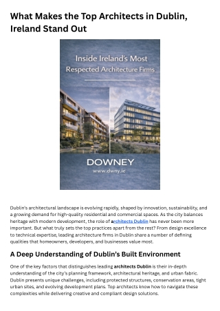 What Makes the Top Architects in Dublin, Ireland Stand Out