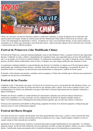 Los Festejos Más Vibrantes Y Apasionantes Que Inolvidables EnChina