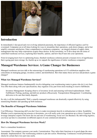 Unpacking the Importance of Comprehensive Warehouse Services