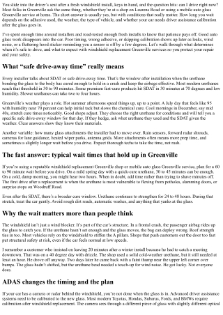 Windshield Replacement Greenville: How Long Should You Wait to Drive?