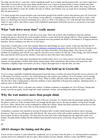 Windshield Replacement Greenville: How Long Should You Wait to Drive?