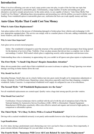 Auto Glass Myths That Could Cost You Money