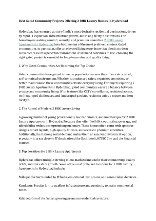 Best Gated Community Projects Offering 2 BHK Luxury Homes in Hyderabad