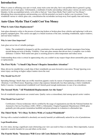 Auto Glass Myths That Could Cost You Money